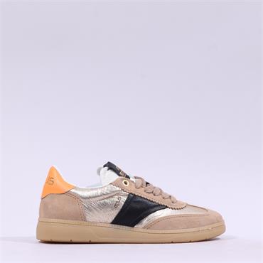 Mjus Gumsole T Toe Laced Trainer - Tan Gold
